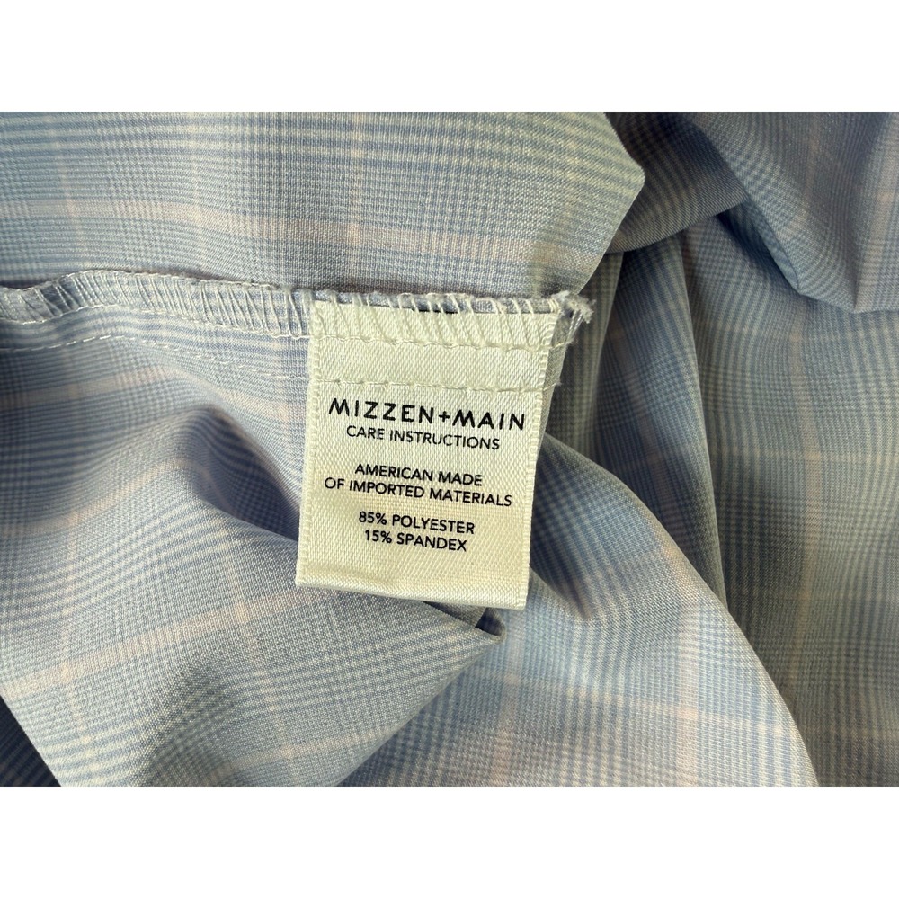 Mizzen + Main Shirt Mens Medium Trim Fit Check Leeward Blue Label Button Up - Picture 7 of 8